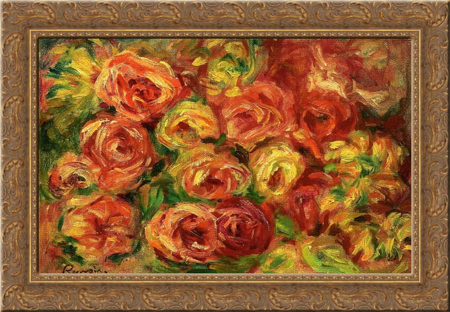 Armful of Roses 24x20 Gold Ornate Wood Framed Canvas Art by Renoir ...