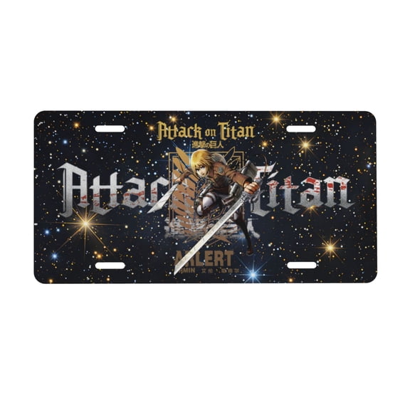 Armin Arlert Attack On Titan License Plate, Car Front License Plates With 4 Holes, Metal Car Plate,Aluminum Novelty License Plate, 6 * 12 Inches