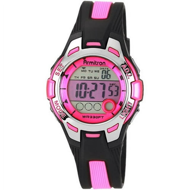 Armitron 45-7030PNK Women Pink & Black Chronograph Digital Sport Watch
