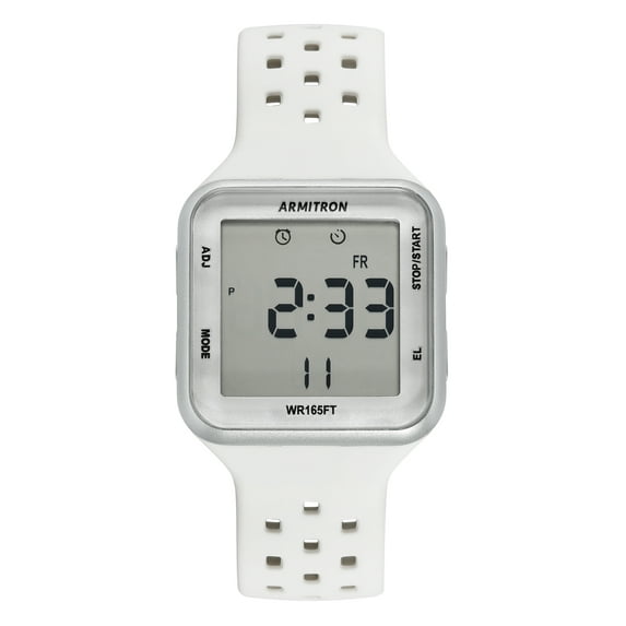 Armitron Armitrn Unisex Sport Silver White Square Watch