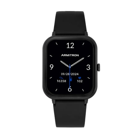 Armitron Eclipse Adult 45mm w/Voice Assistant & Backlight Smart Watch w/Charging Cable & Watch Band, Black