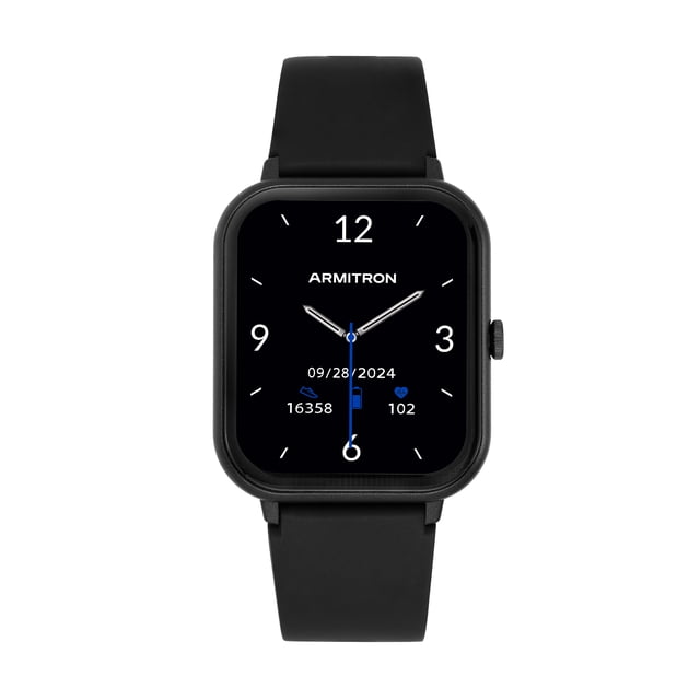 Armitron Eclipse Adult 45mm w/Voice Assistant & Backlight Smart Watch w/Charging Cable & Watch Band, Black