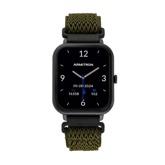 Armitron Eclipse Adult 45mm w/Voice Assistant & Backlight Smart Watch w/Charging Cable, Watch Band, Black