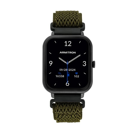 Armitron Eclipse Adult 45mm w/Voice Assistant & Backlight Smart Watch w/Charging Cable, Watch Band, Black