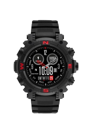 Sync Adult 53mm w/Voice Assistant & Backlight Smart Watch w/Charging Cable & Watch Band, Black