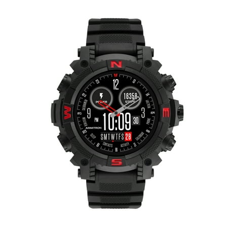 Armitron Sync Adult 53mm w/Voice Assistant & Backlight Smart Watch w/Charging Cable & Watch Band, Black
