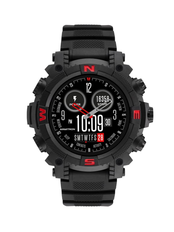 Sync Adult 53mm w/Voice Assistant & Backlight Smart Watch w/Charging Cable & Watch Band, Black