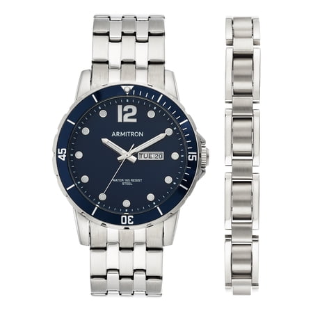 Armitron Men's 2pc. Silver-Tone Stainless Steel Watch and Bracelet Set