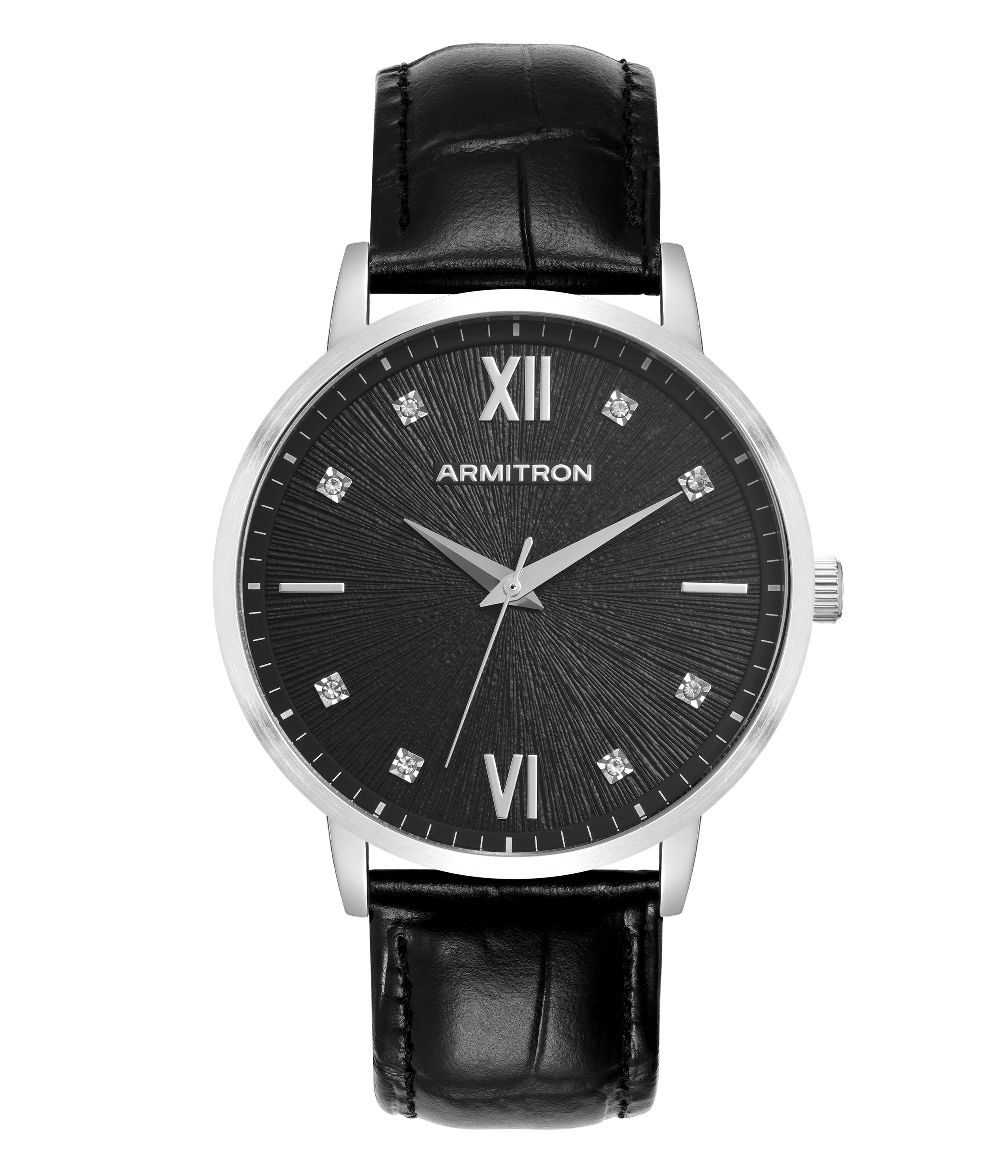 Armitron Adult Men's Analog Metal Black-Leather 40mm Wristwatch