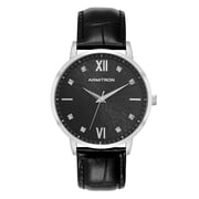 Armitron Adult Mens Analog Metal Black-Leather 40mm Wristwatch