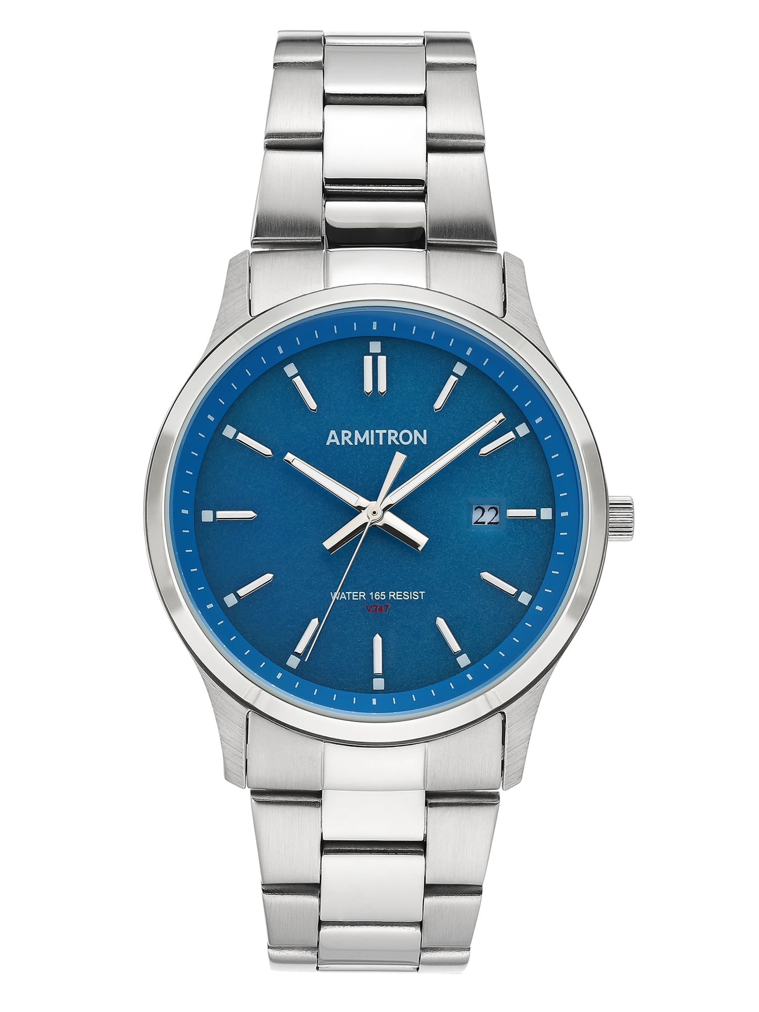 Armitron Men's Dress Watch with Blue Round Dial and Silver Tone