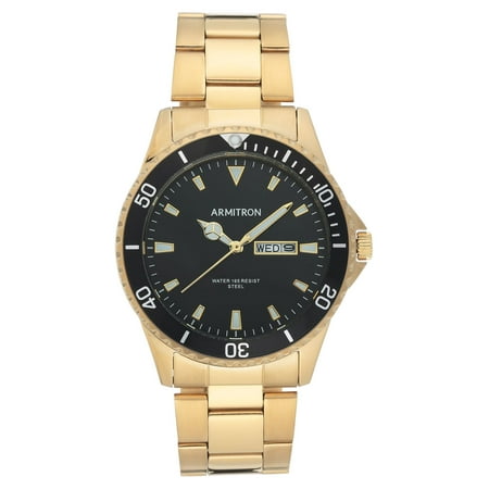 Armitron Men's Gold-Tone and Black Day Date Dress Watch