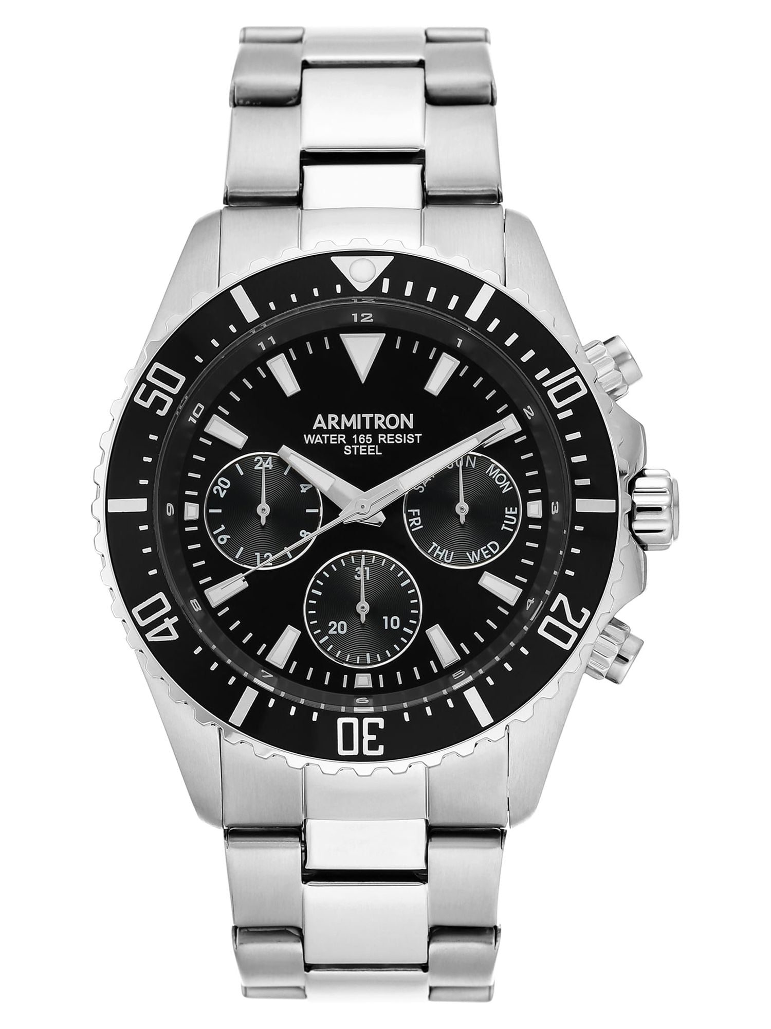 Armitron Men's Silver-Tone and Black Stainless Steel Dress Watch ...