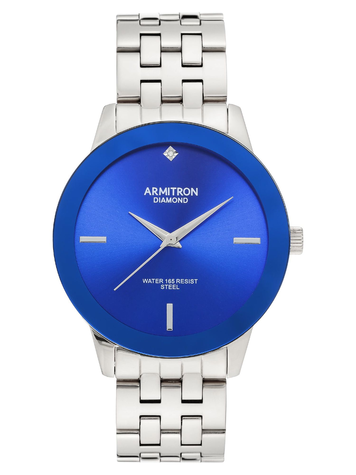 Armitron Men's Silver-Tone and Blue Diamond Dial Dress Watch - image 1 of 3