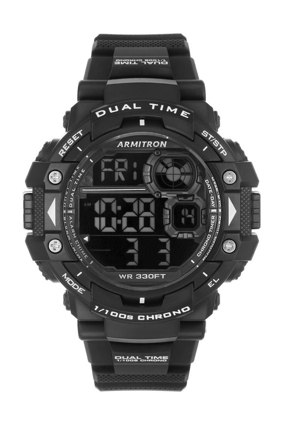 Men's Sports Black Wristwatch with Resin Band