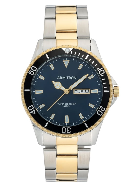 Men's Two-Tone and Navy Day Date Wristwatch