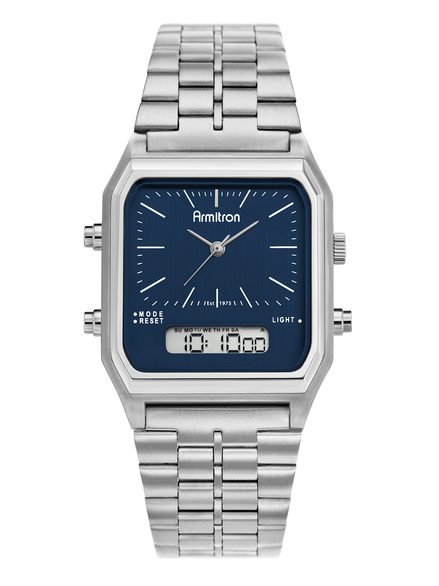 Orologio Armitron Uomo/donna Con Cassa Argento E Display LED Rosso, Bracciale A Maglie,防水 50m