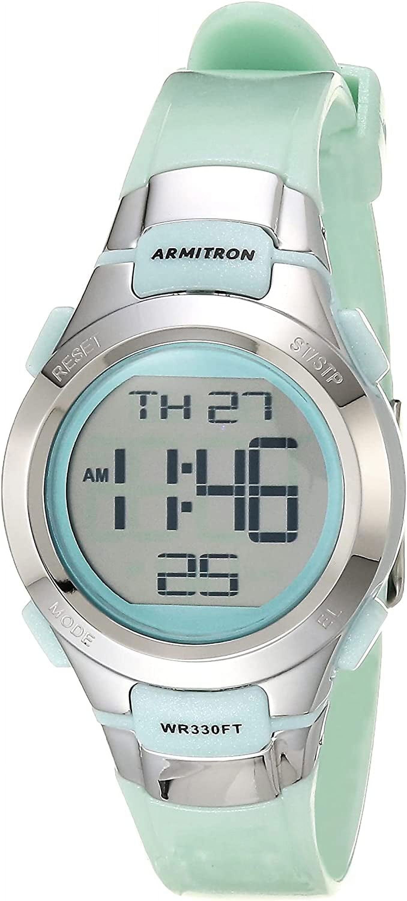 Armitron Sport Women's 45/7012 Digital Chronograph Resin Strap Watch Mint  Green