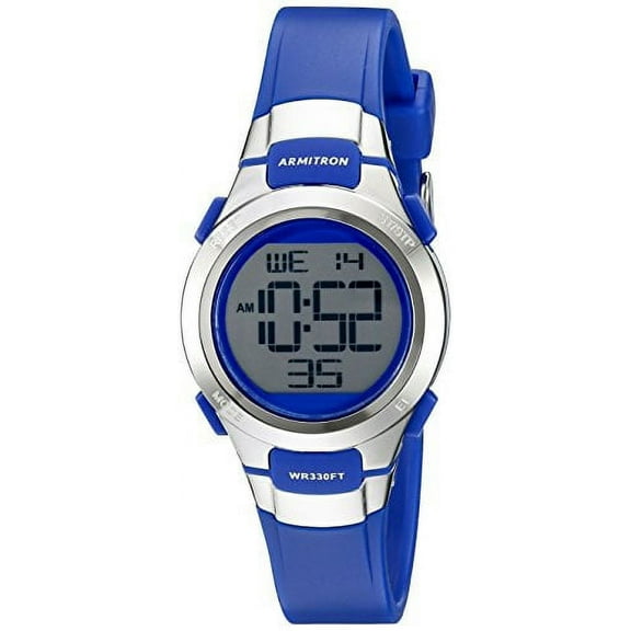 Armitron Sport Women's 45/7012BLU Silver-Tone Accented Digital Chronograph Blue Resin Strap Watch