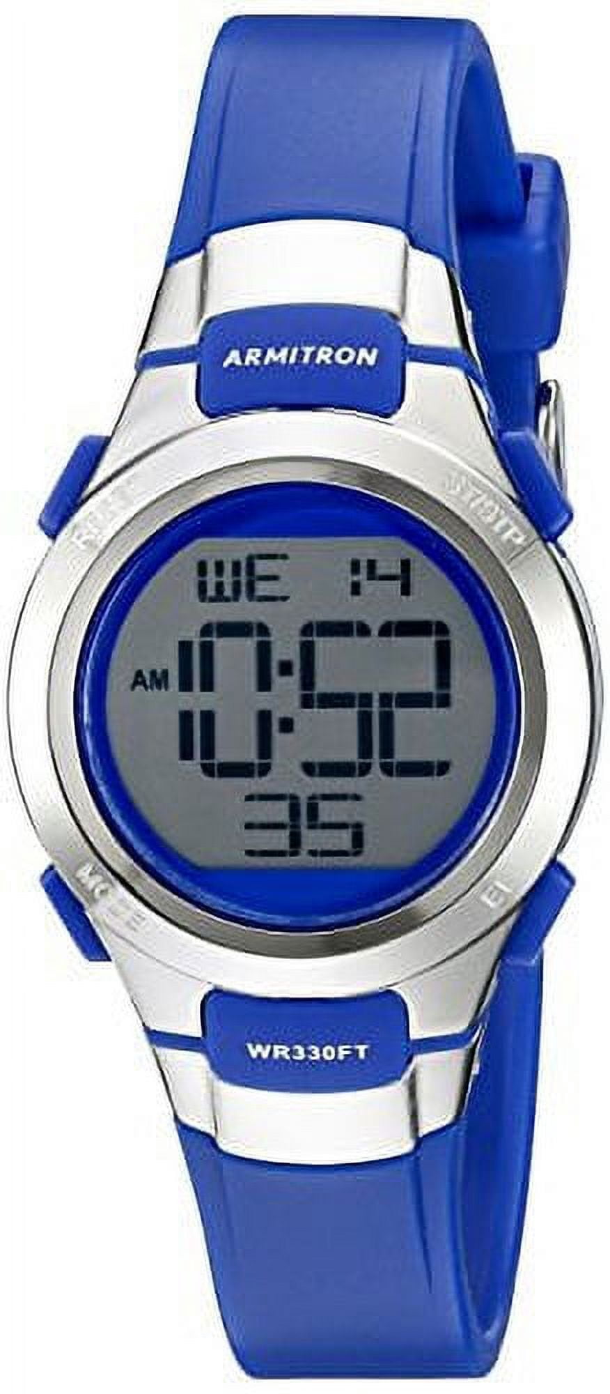 Armitron Sport Women's 45/7012BLU Silver-Tone Accented Digital Chronograph Blue Resin Strap Watch