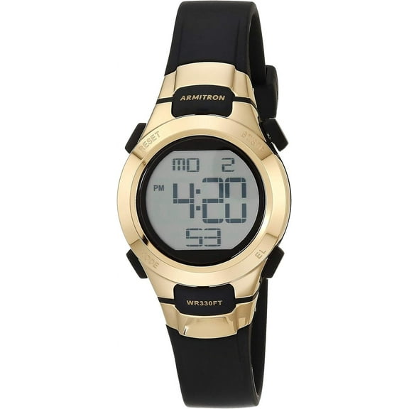 Armitron Sport Women's Digital Chronograph Resin Strap Watch Black/Gold