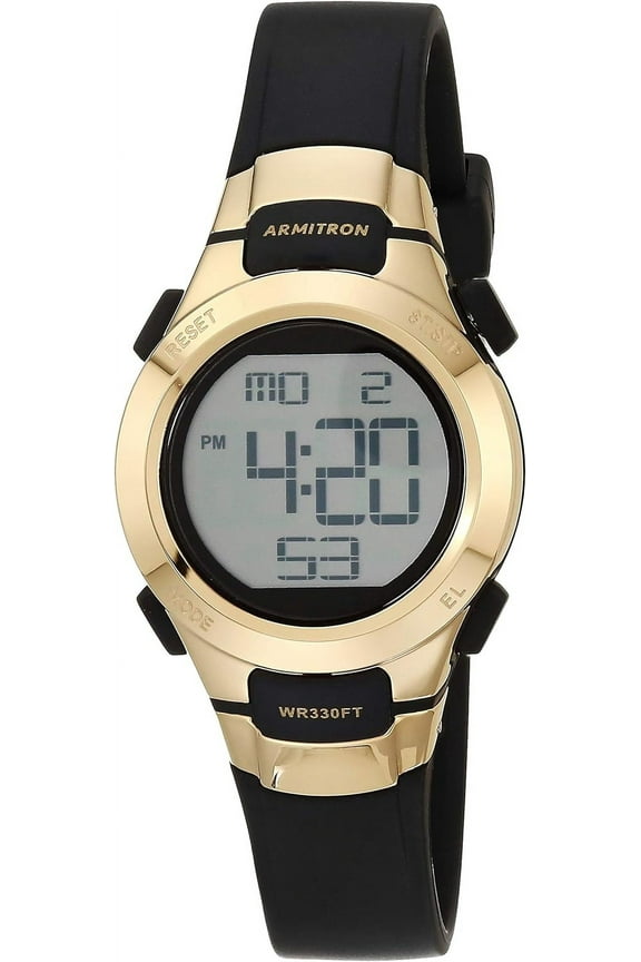 Armitron Sport Women's Digital Chronograph Resin Strap Watch Black/Gold