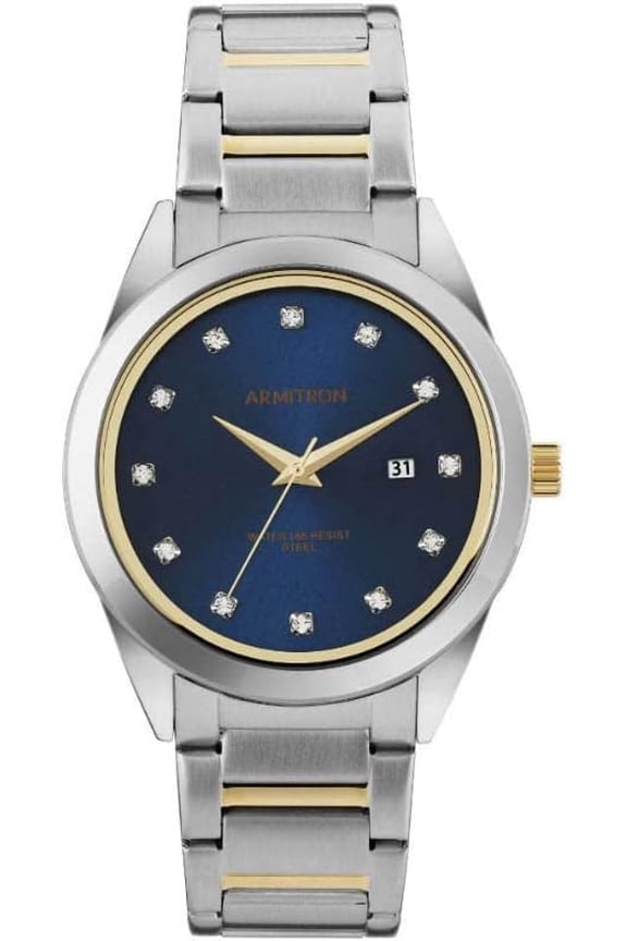Two-Tone Crystal Mens Watch