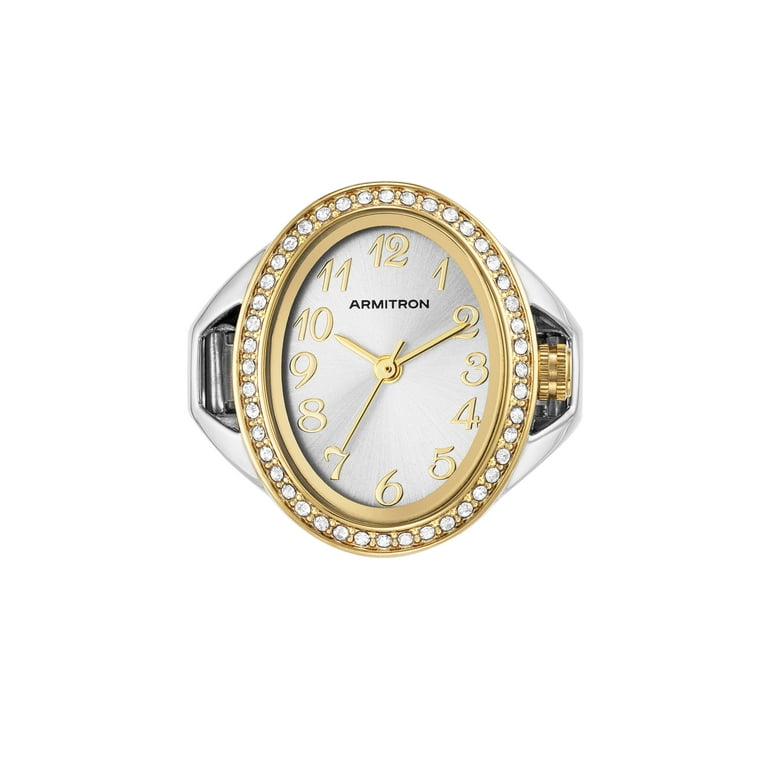 Armitron Women's Two-Tone Oval Crystal-Accented Ring Watch