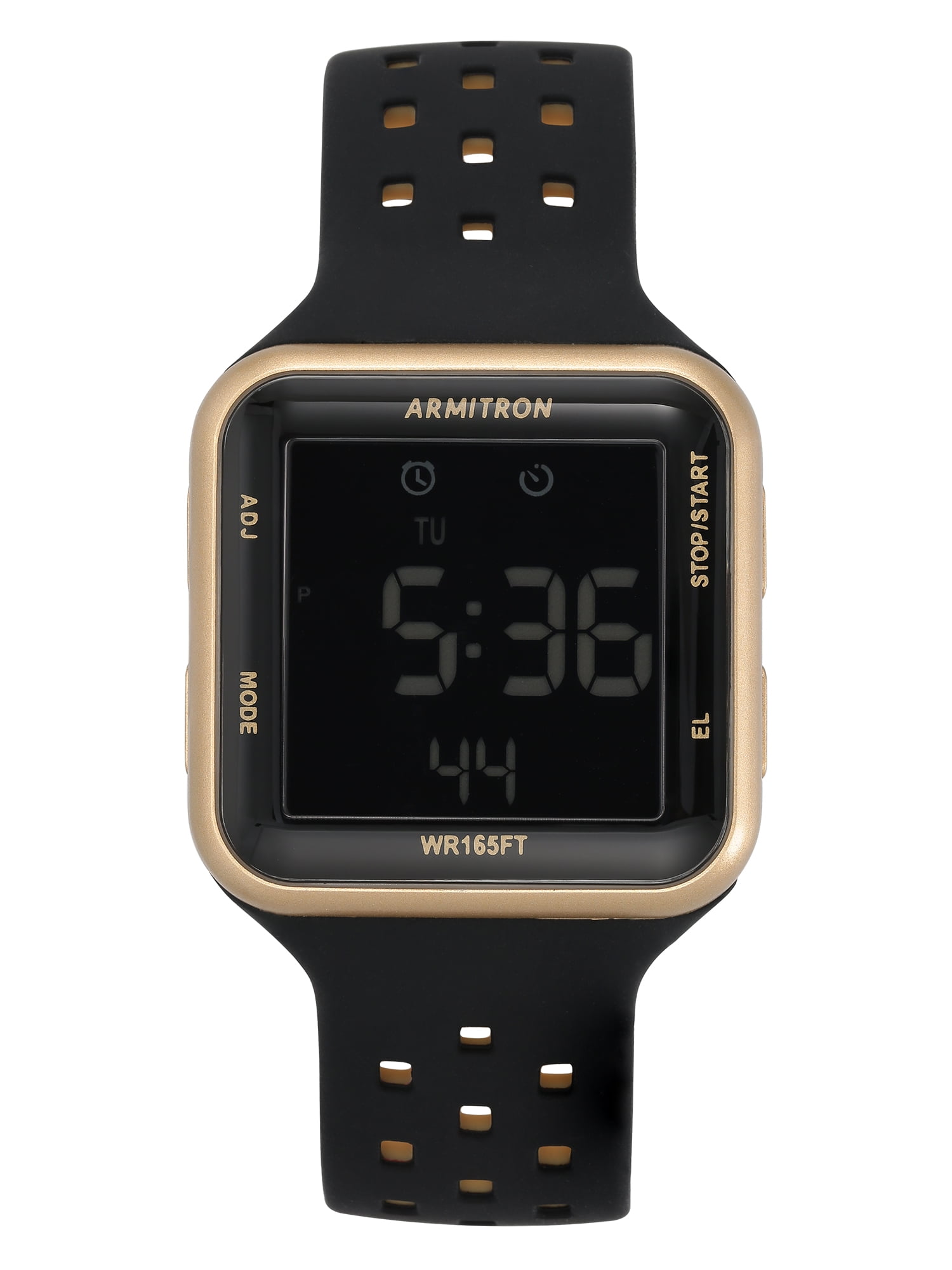 Armitron デジタル腕時計 ゴールド Armitron Unisex Sport Gold Black Watch with Silicone