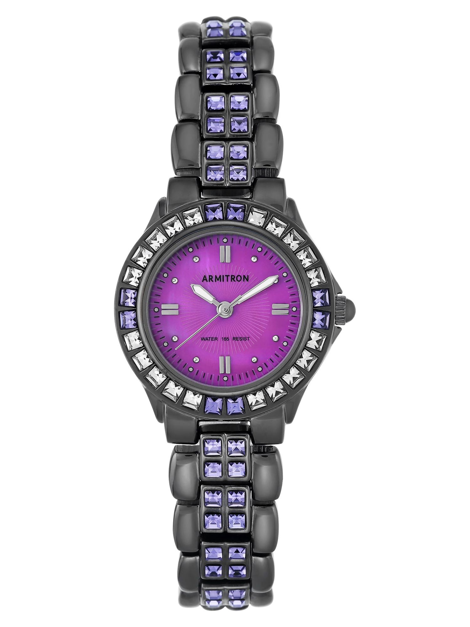 Armitron Women's Genuine Crystal Accented Watch, Gunmetal/Purple - image 1 of 2