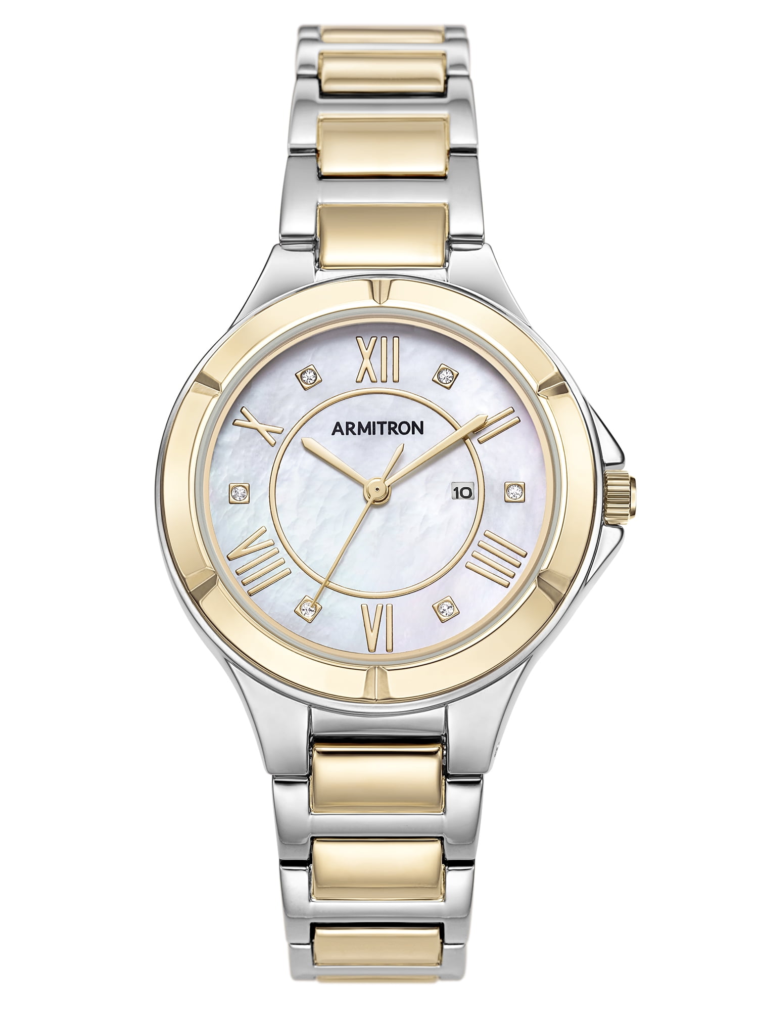 Armitron Silver Tone Mother-of-Pearl Dial Bracelet Watch with day date Armitron Mother of Pearl Watch | eBay main image 3