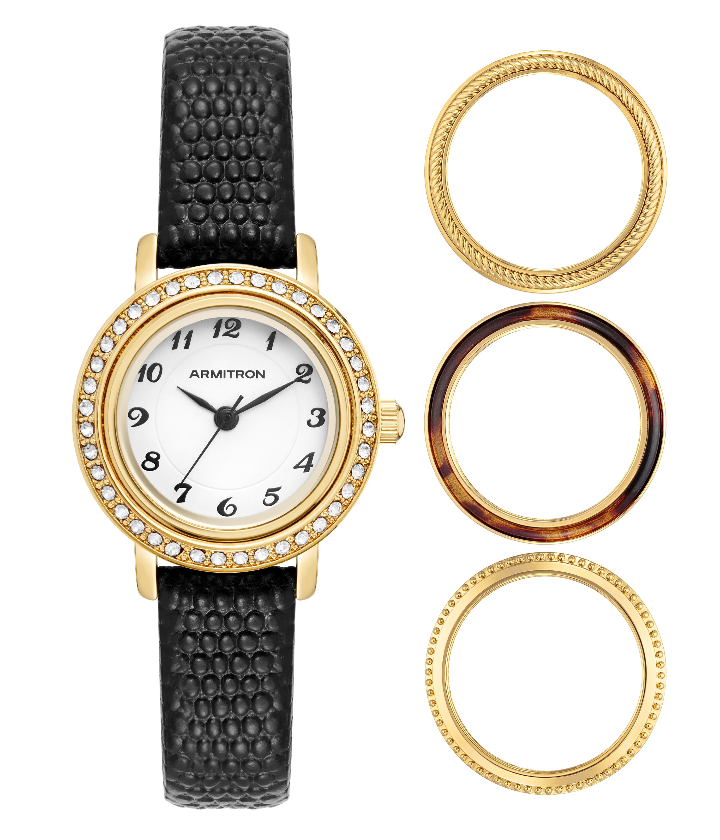 Armitron Adult Women's Analog Leather Black 32mm Wristwatch