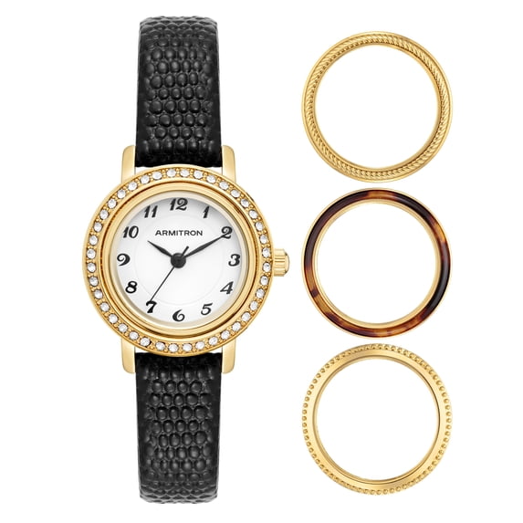 Armitron Adult Women's Analog Leather Black 32mm Wristwatch - Walmart.com