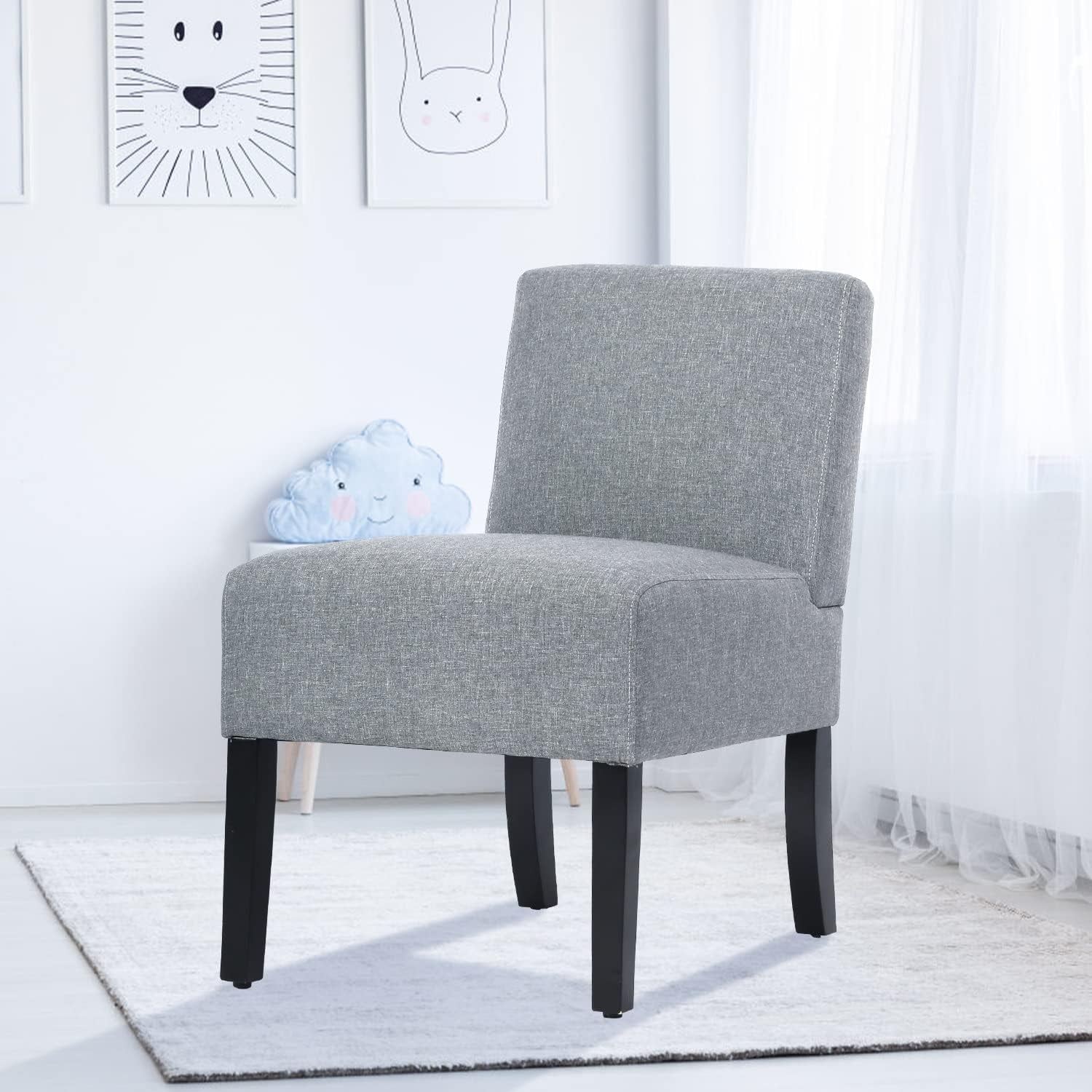 Armless Accent Chair For Bedroom Side Chairs For Living Room Modern Armless Accent Chair Bedroom Side Chairs Living Room Modern Slipper Chair Small Sitting Chairs Fabric Bedroom Corner Office Upholstered Thick Cushion 12be2220 Dcc6 4f36 870e 70b324343468.19c92b9f1ac6fa4c39bed4add3edf31b