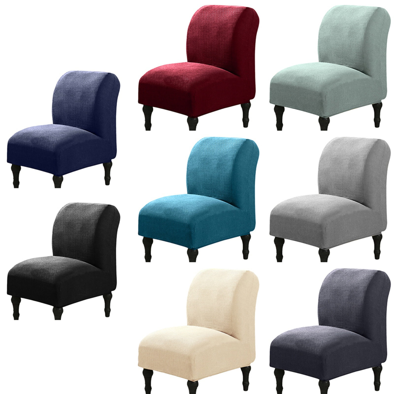 Armless Accent Chair Cover Slipcover, Stretch Fleece Removable NonSlip