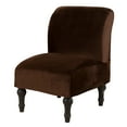 thumbnail image 1 of Armless Accent Chair Cover, Stretch Armless Slipper Chair Slipcover Soft Velvet Fabric Armless Chair Cover Slipcover Furniture Protector for Living Room Hotel (Brown 1Pcs), 1 of 7