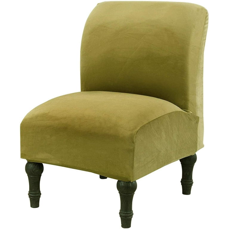 Armless Accent Chair Cover Stretch Armless Slipper Chair Slipcover Soft Velvet Fabric Armless Chair Cover Slipcover Furniture Protector for Living