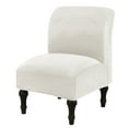thumbnail image 1 of Armless Accent Chair Cover,Stretch Velvet Chair Slipcovers Removable Washable Non-slip Without Armrests Chair Furniture Protector for Dining Room Kitchen Hotel-white, 1 of 7