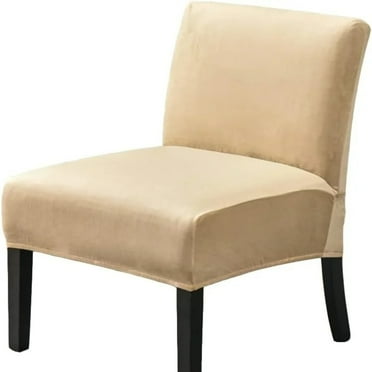 Armless Accent Chair Covers, Stretch Armless Chair Slipcover Velvet Removable Covers Furniture Protector for Living Room Bedroom