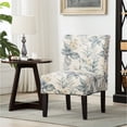 thumbnail image 1 of Armless Accent Chair With Print Blue Leaves Fabric In Modern Style, 1 of 6