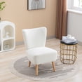 thumbnail image 1 of Armless Accent Chair with Rubber Wooden Legs, Modern Upholstered Corner Side Chair, 1 of 8