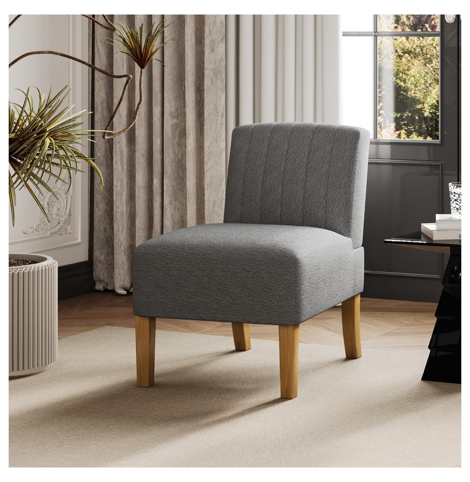 Armless Accent Chairs for Living Room, Modern Slipper Chair Living Room