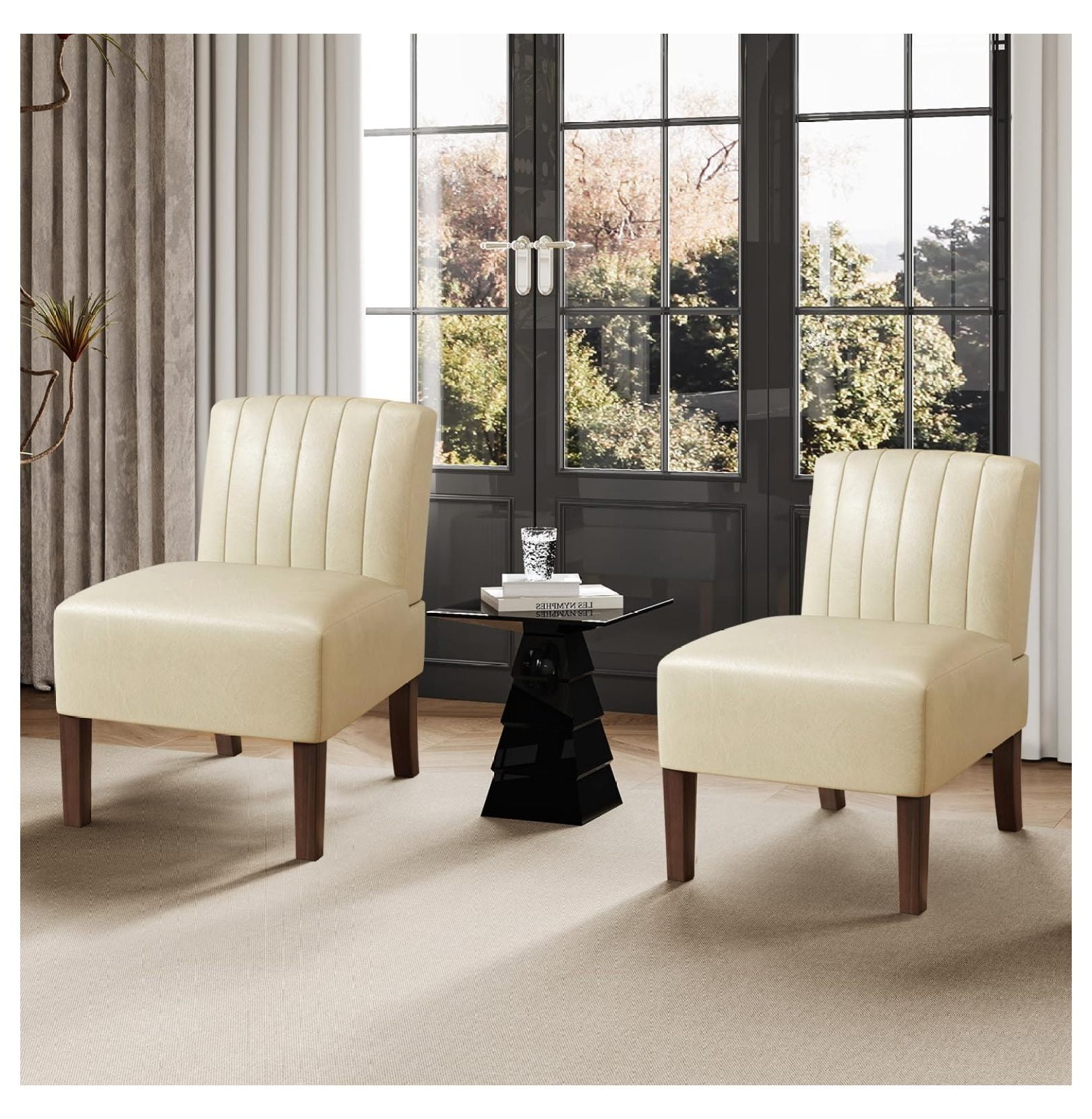 Armless Accent Chairs Set of 2 Upholstered Dining Chairs Living Room ...