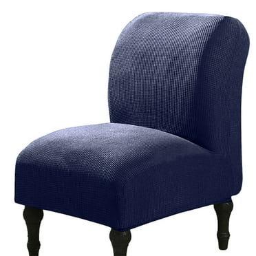 Armless Accent Slipper Chair Cover Slipcover, Slipper Chair Jacquard Fabric Stretch Spandex Removable for Armless Chair Furniture Protector Covers for Living Dining Room (Navy Blue)