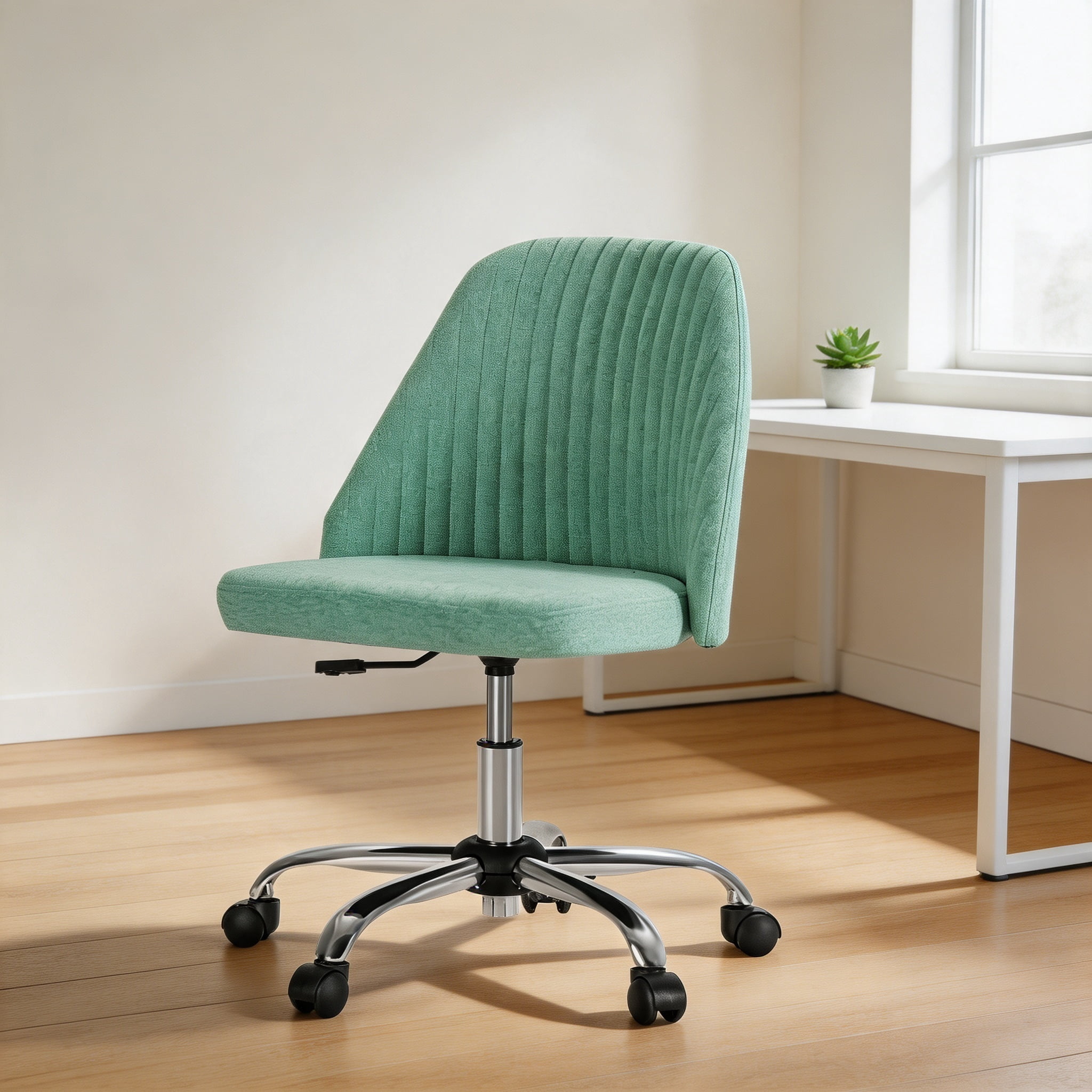 Armless Adjustable Swivel Desk Chair with Wheels