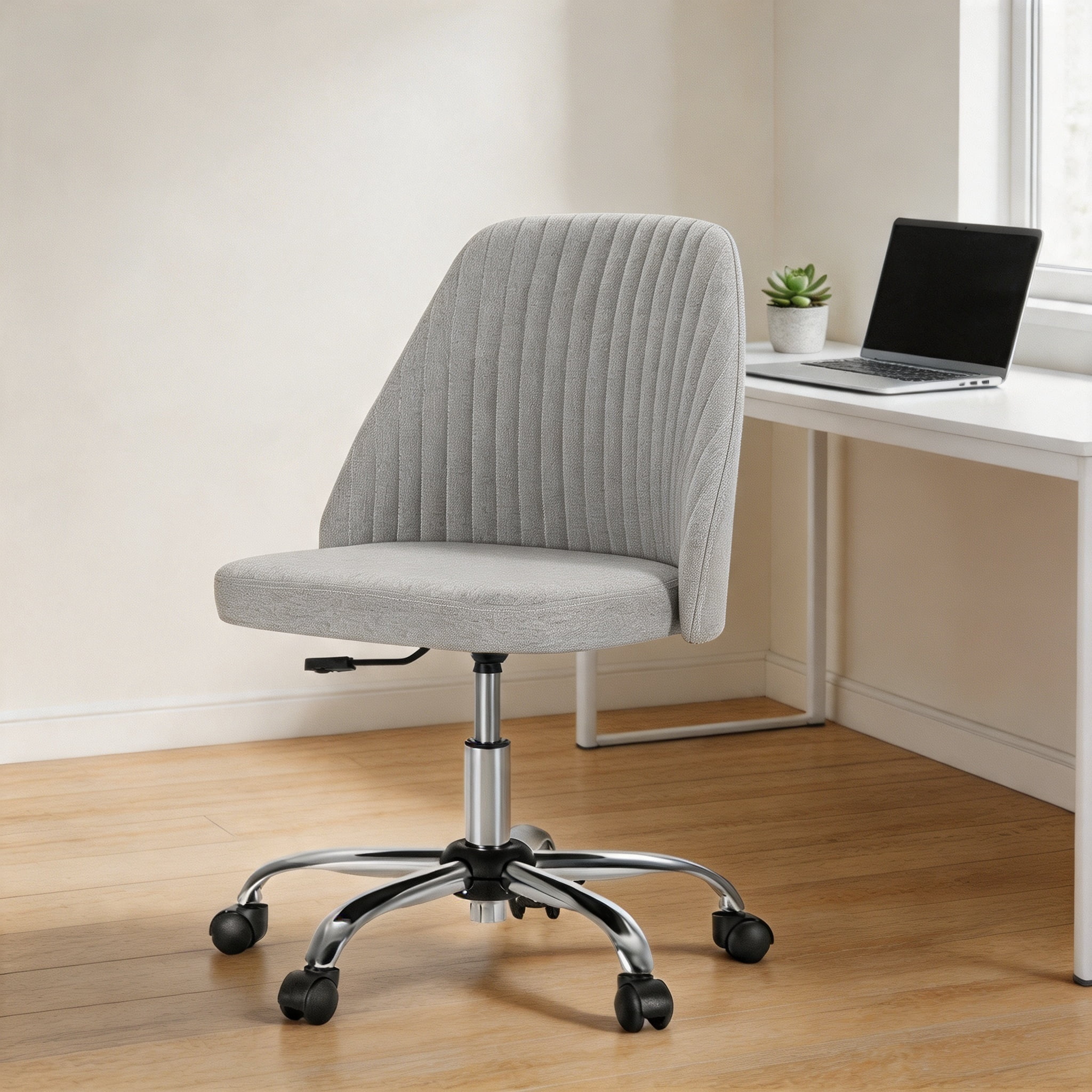 Armless Adjustable Swivel Desk Chair with Wheels