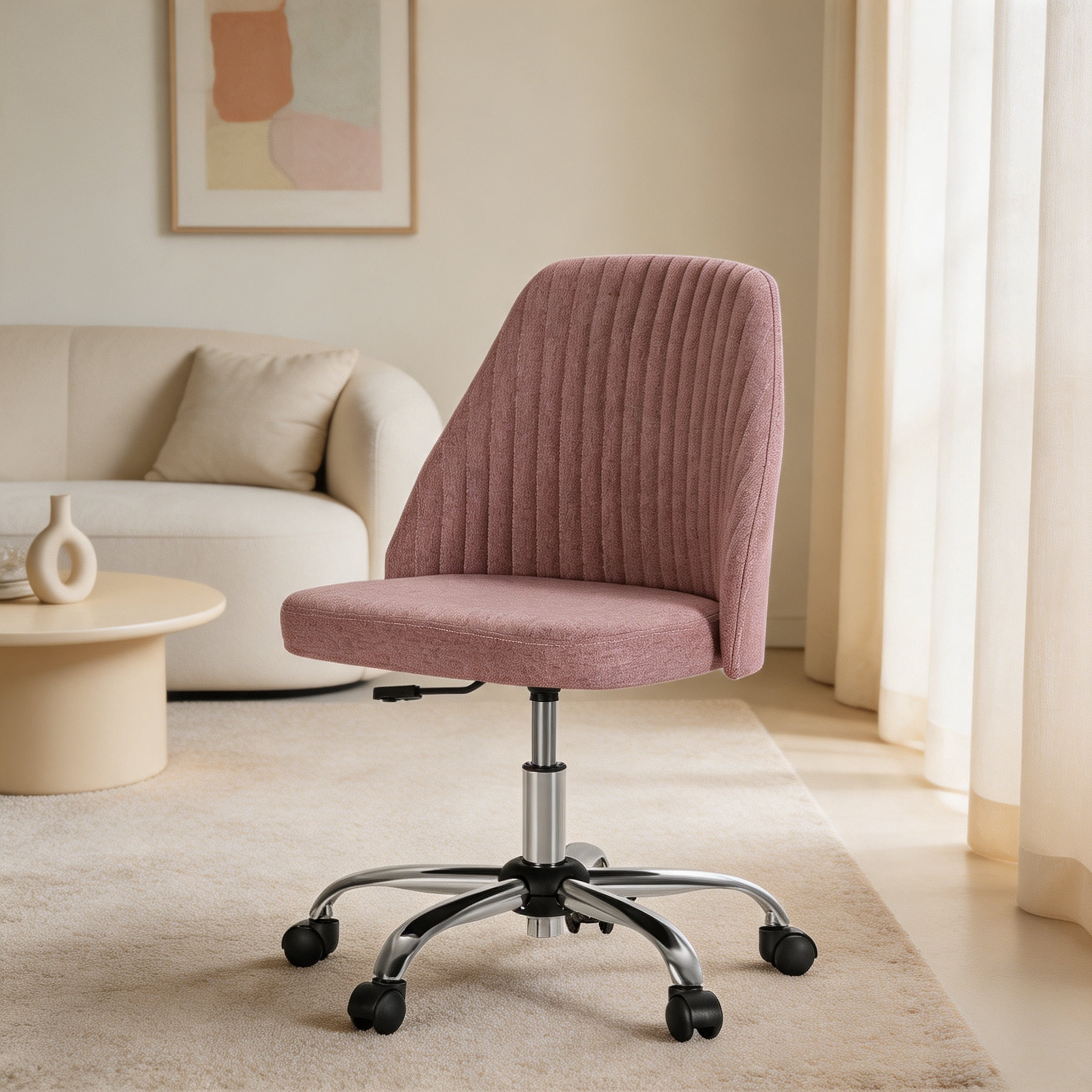 Armless Adjustable Swivel Desk Chair with Wheels