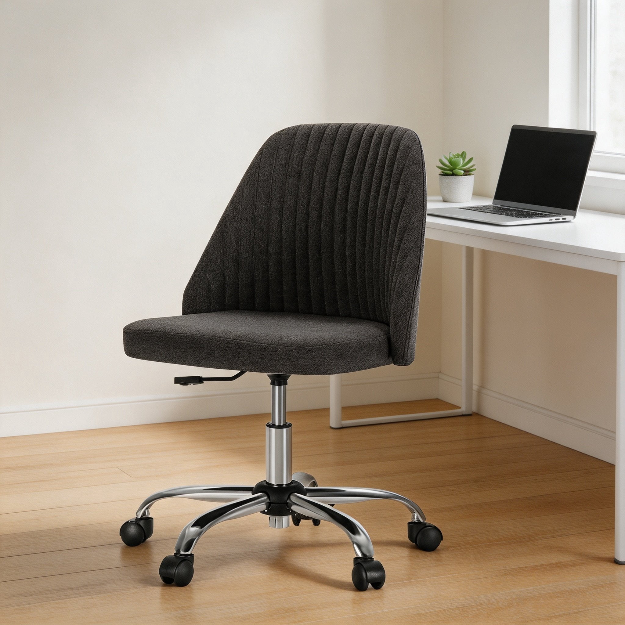 Armless Adjustable Swivel Desk Chair with Wheels