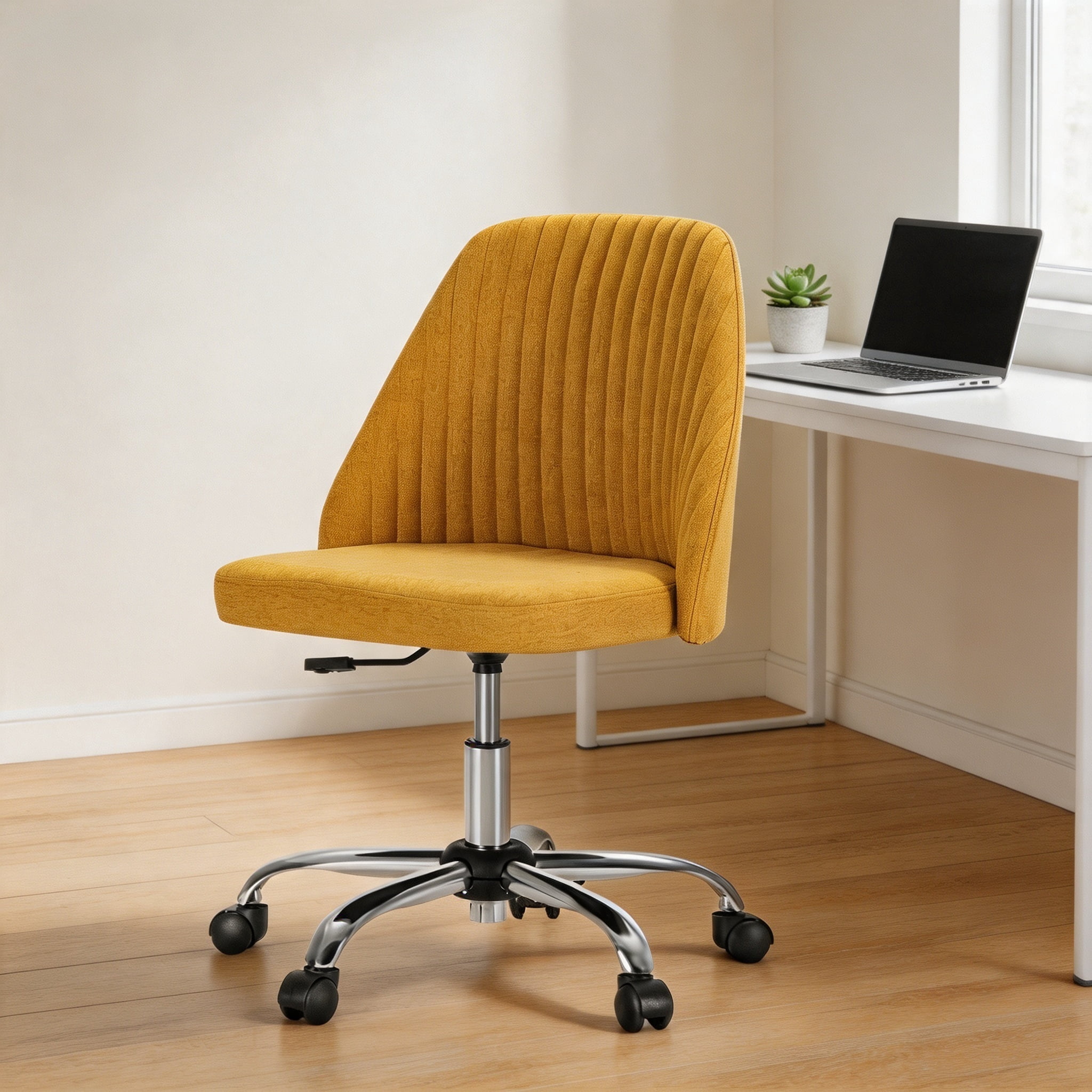 Armless Adjustable Swivel Desk Chair with Wheels