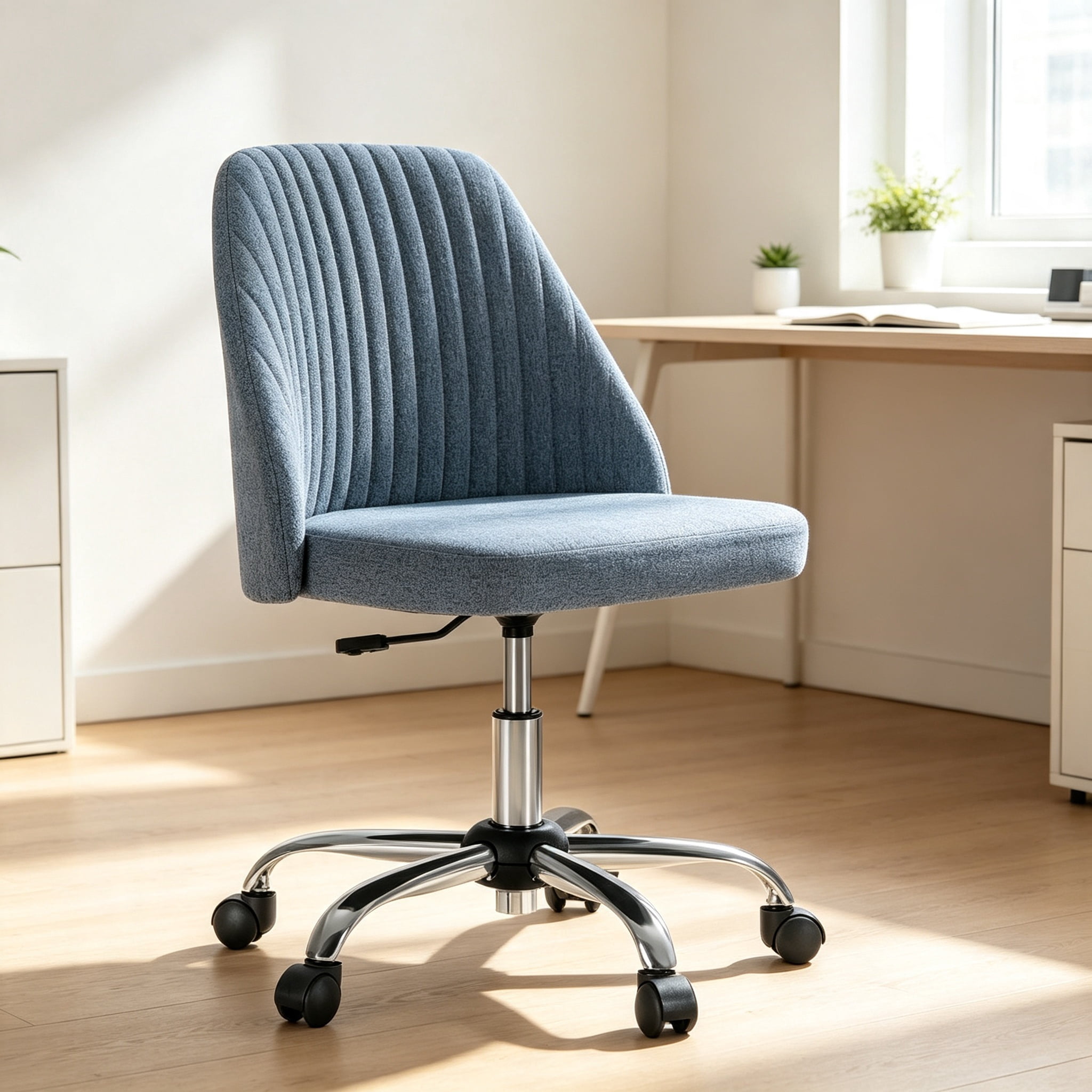 Armless Adjustable Swivel Desk Chair with Wheels